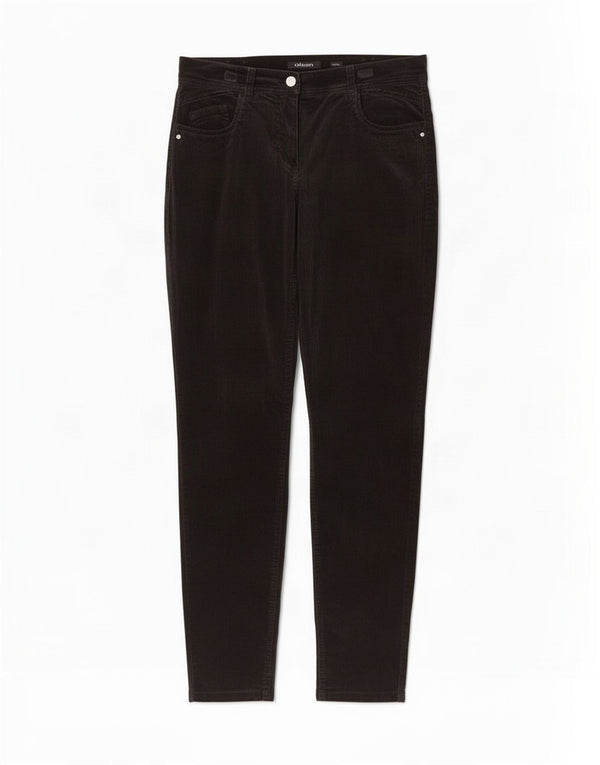 Olsen Pantalon décontracté Dana Slim en velours pour femme UK 10 Small W30 L30 Noir