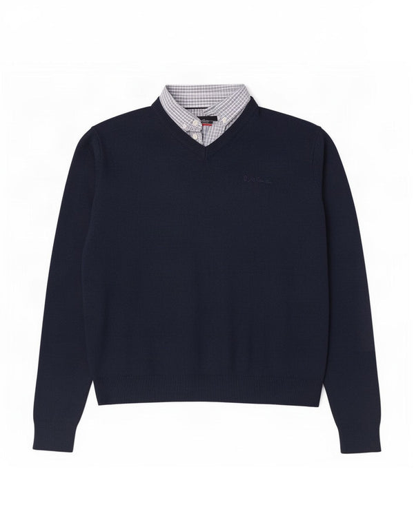 Pierre Cardin Pull col V homme grand bleu marine acrylique