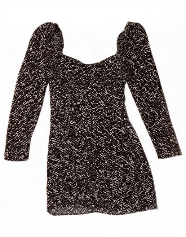 Zara Womens Mini Robe à épaules dénudées UK 6 XS Noir à pois