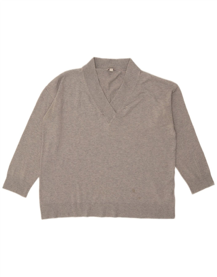 Gap Pull surdimensionné à col en V pour femme UK 16 Large Gris Moucheté