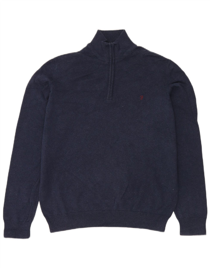 Farah Pull col zippé pour homme en coton bleu marine Taille L