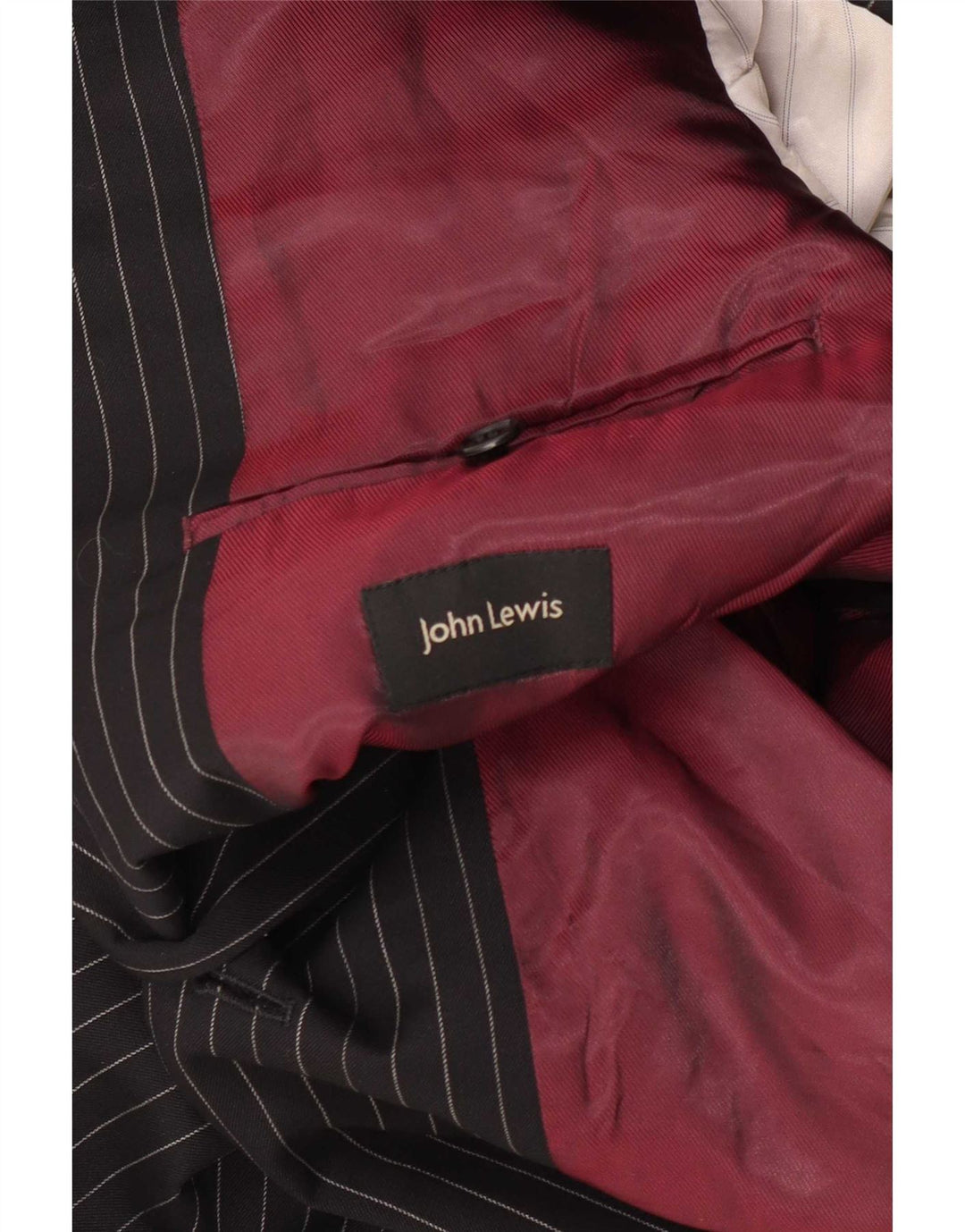 John Lewis Veste blazer à 2 boutons pour homme UK 36 Petite laine noire à fines rayures
