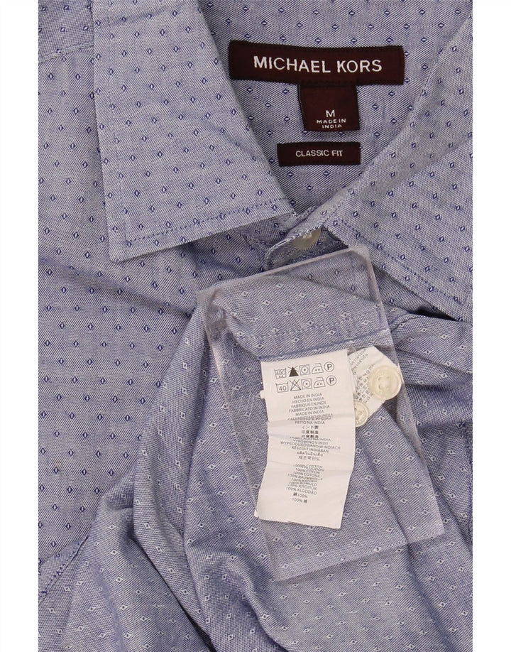 MICHAEL KORS Mens Classic Fit Shirt Medium Blue Spotted Cotton Vintage Michael Kors and Second-Hand Michael Kors from Messina Hembry 