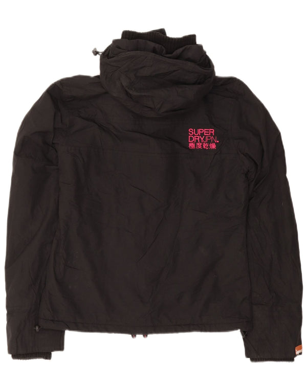 Superdry Veste coupe-vent à capuche pour femme UK 10 Petit nylon noir