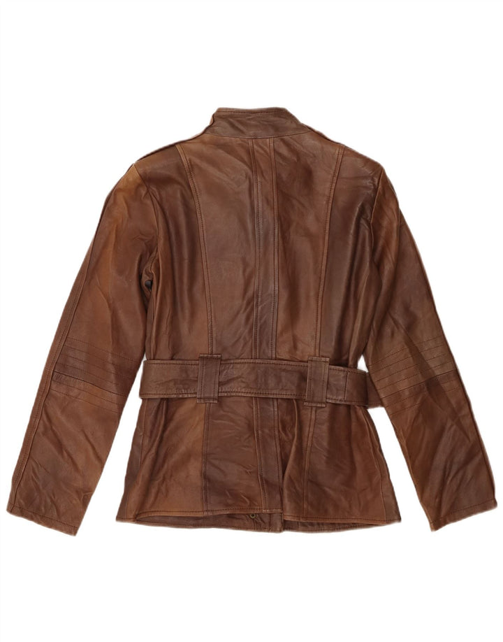 Zara Veste en cuir pour femme UK 14 Grand cuir marron