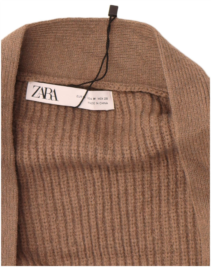 ZARA Cardigan ouvert surdimensionné pour femme UK 14 Marron moyen