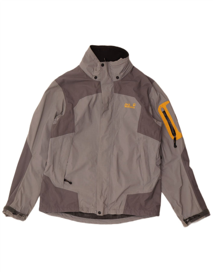 Jack Wolfskin Veste de Pluie Homme UK 40/42 Large Gris Colorblock Polyamide