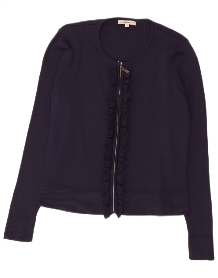 Marks & Spencer Pull Cardigan Femme UK 14 Medium Bleu Marine Polyamide