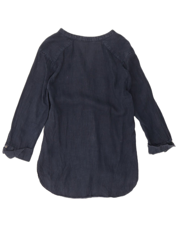 Zara Chemisier surdimensionné pour femme UK 6 XS Bleu marine Lin