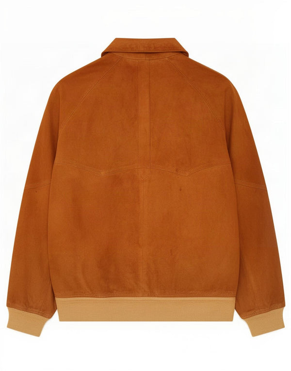 vintage Homme Daim Bomber Jacket IT 52 XL Marron Colourblock