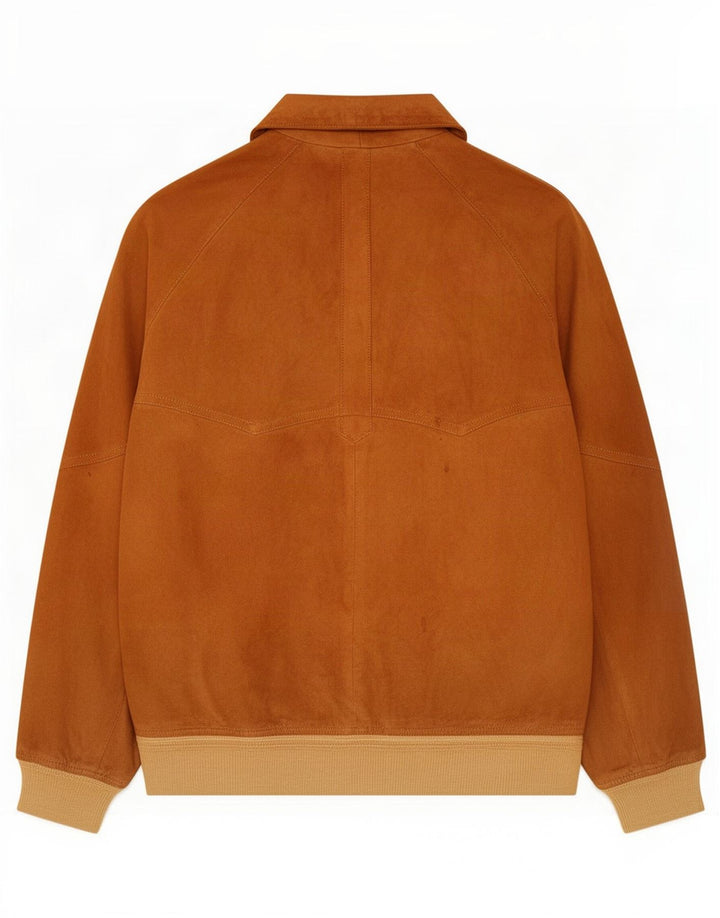 vintage Homme Daim Bomber Jacket IT 52 XL Marron Colourblock