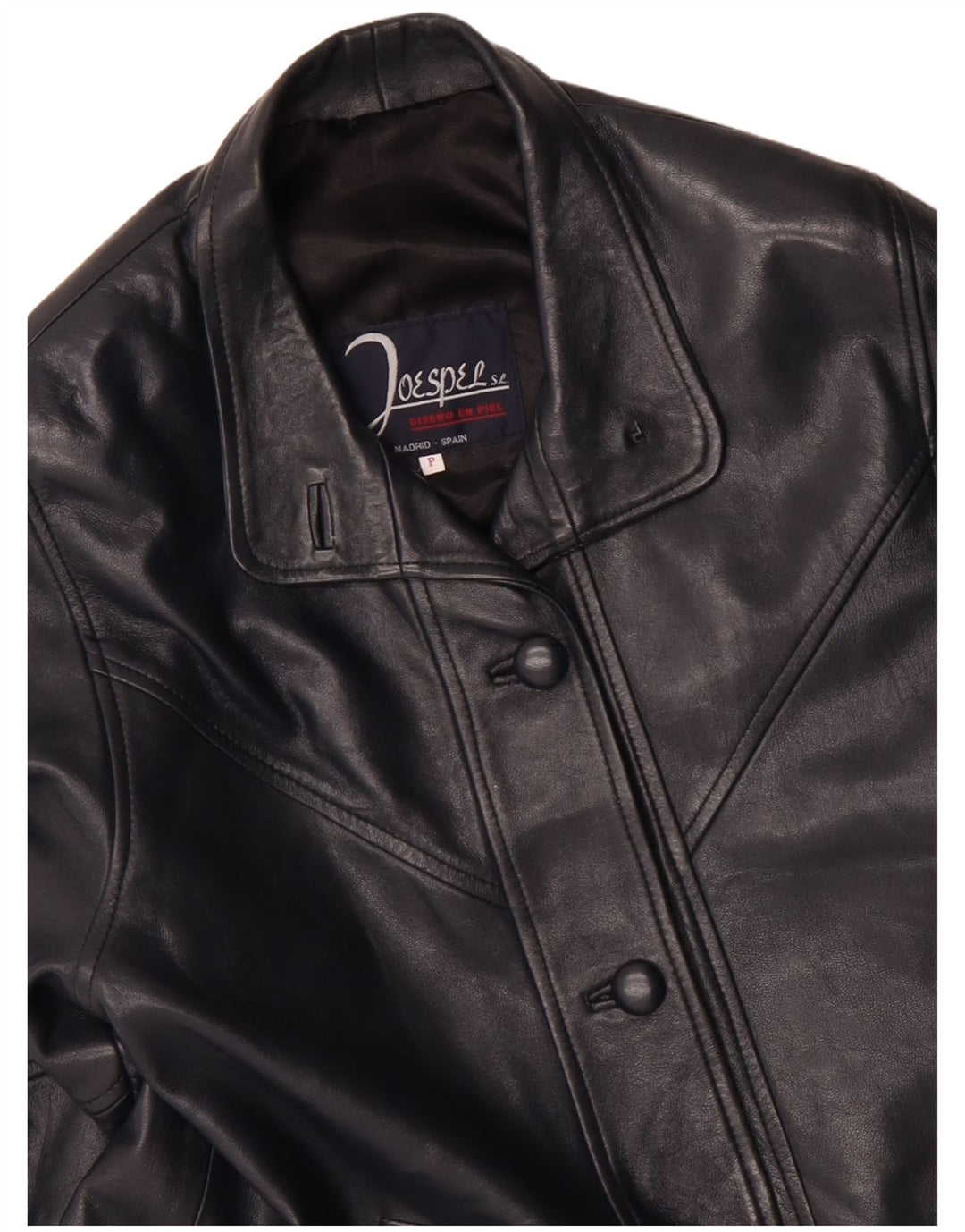 Veste en cuir femme vintage UK 14 Cuir noir moyen