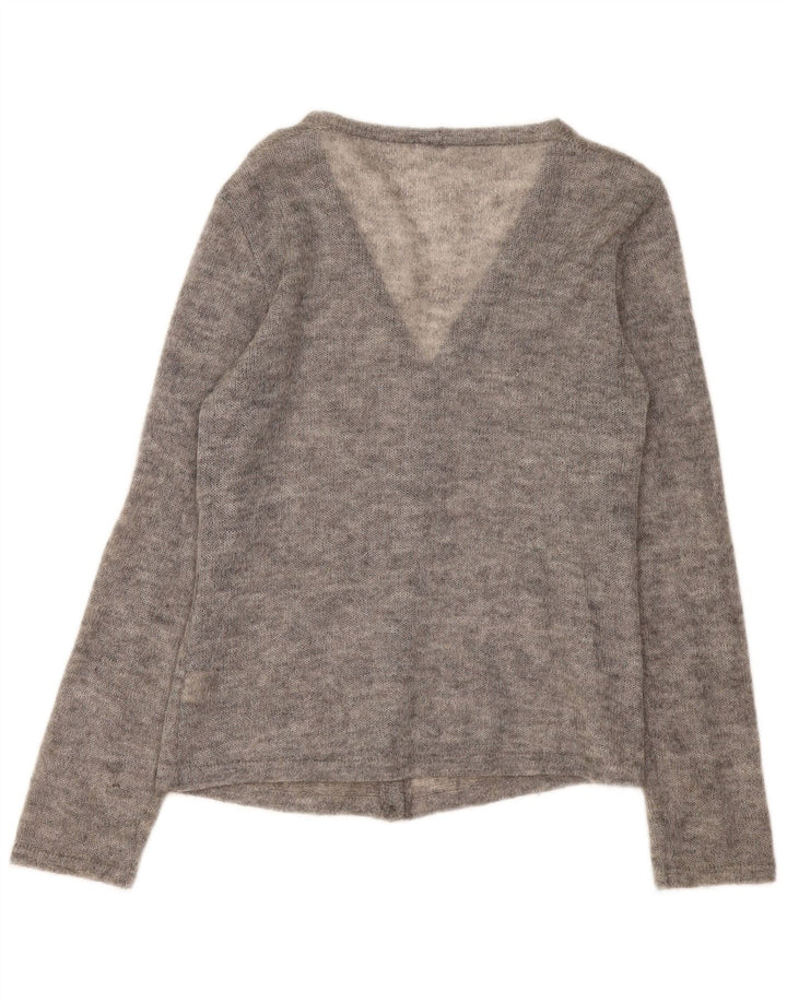 vintage Womens Cardigan Sweater UK 16 Grand Gris Moucheté Élasthanne