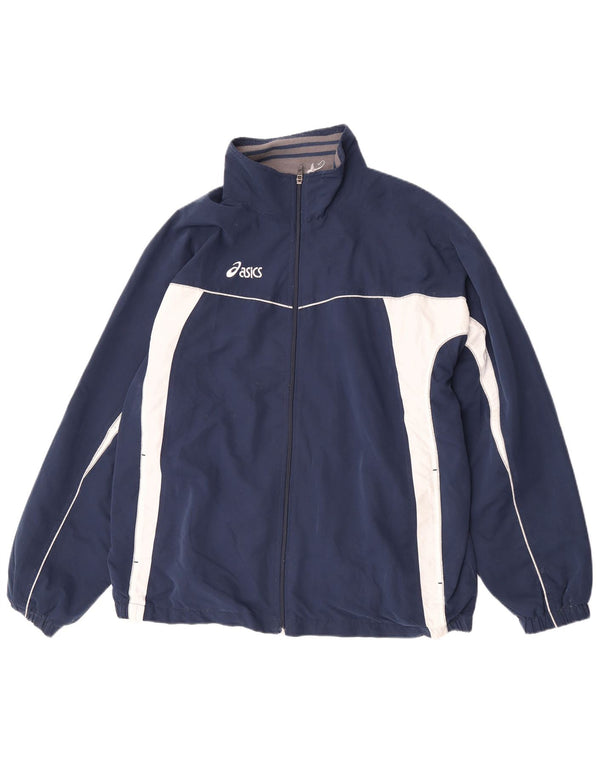 Asics Veste de survêtement pour homme XL Bleu marine Colorblock Polyester