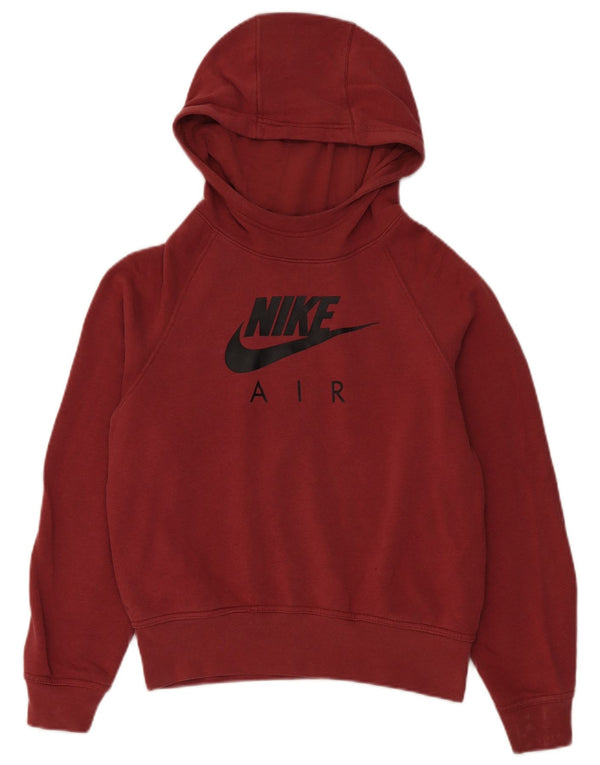 Nike Pull à capuche surdimensionné graphique pour femme UK 10 Petit coton bordeaux