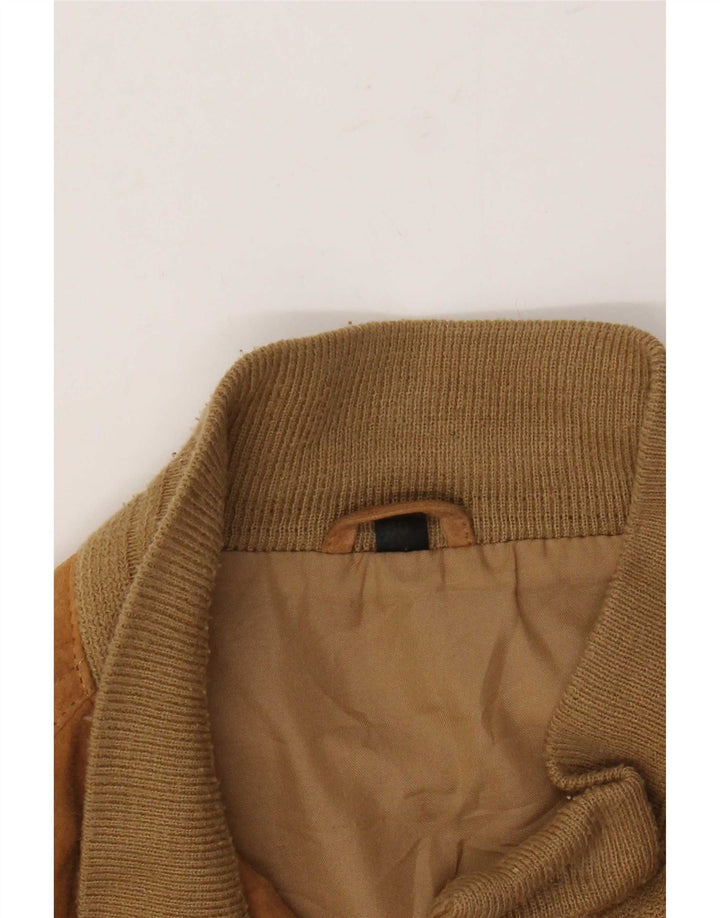 vintage Mens Suede Bomber Jacket IT 50 Grand Cuir Marron