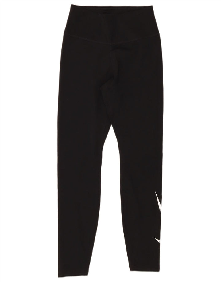 NIKE Leggings graphiques pour femmes UK 4 XS Noir Polyester
