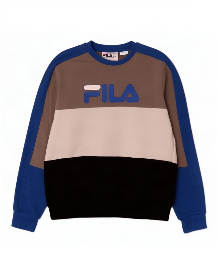 Fila Homme Graphic Sweatshirt Jumper Petit Multicolore Colourblock Coton
