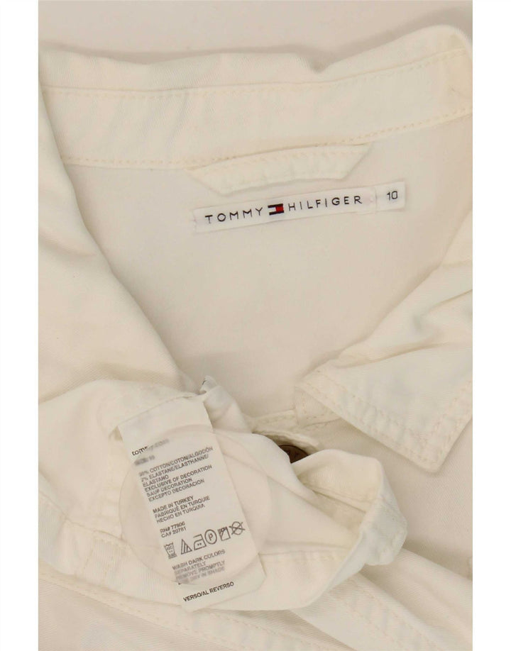 Tommy Hilfiger Veste Bomber Femme UK 10 Grand Coton Blanc