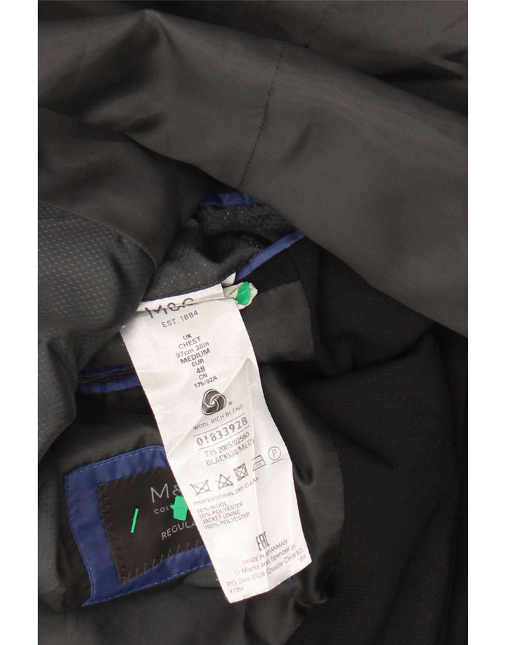 Marks & Spencer Veste blazer à 2 boutons pour homme UK 38 Noir moyen Laine vierge