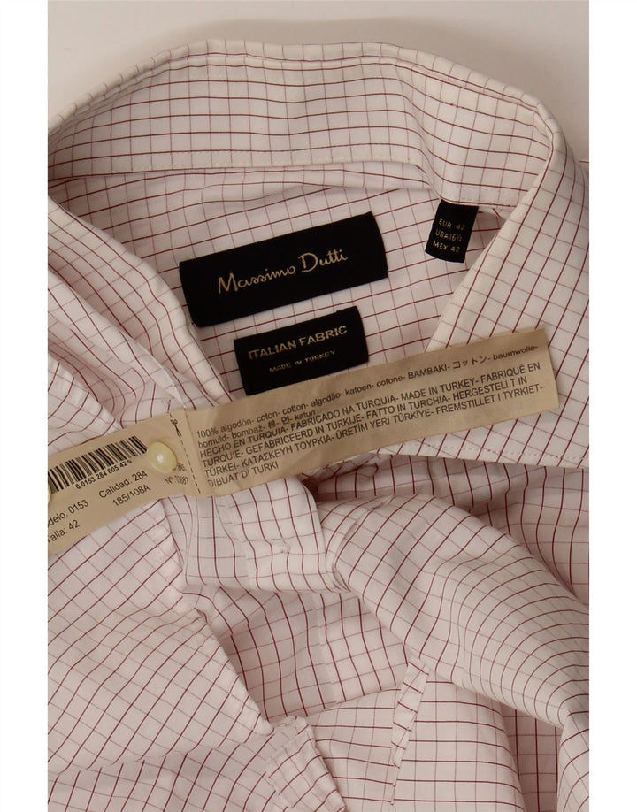 Massimo Dutti Chemise Homme EU 42 Grand Carreau Blanc Coton