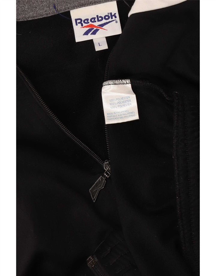 Reebok Veste de survêtement graphique pour hommes Large Noir Colourblock Polyester