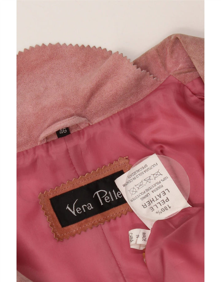 VINTAGE Veste blazer en daim à 2 boutons pour femme IT 46 Grand cuir rose