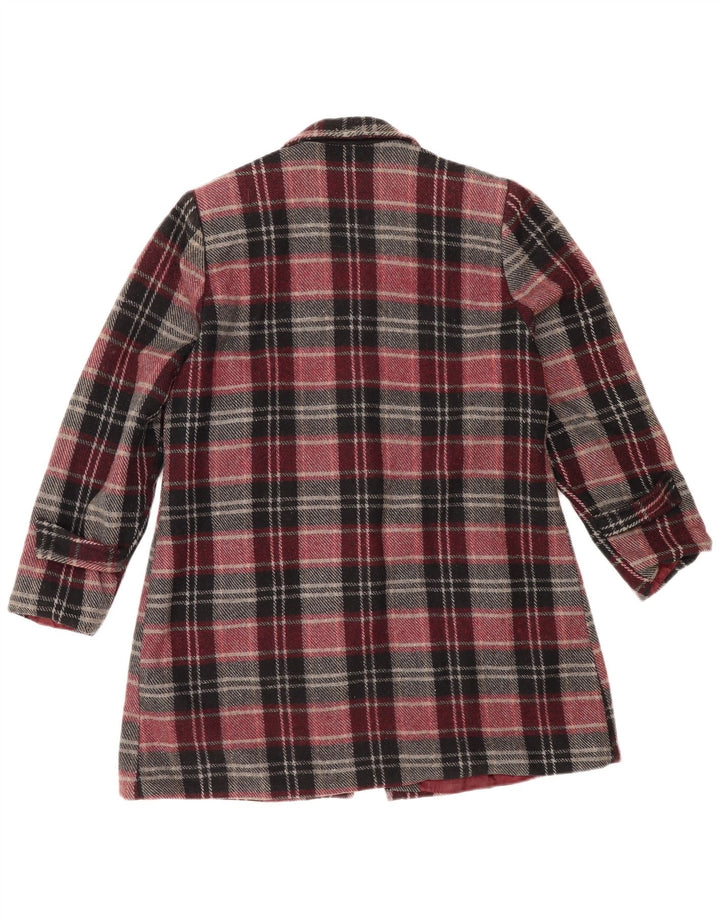 vintage Femme Pardessus IT 48 XL Bourgogne Check Wool