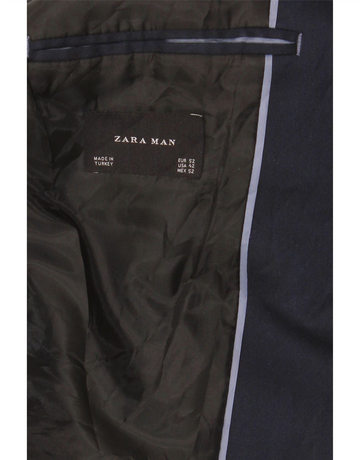 Zara Veste Blazer 2 Boutons Homme EU 52 Large Bleu Marine