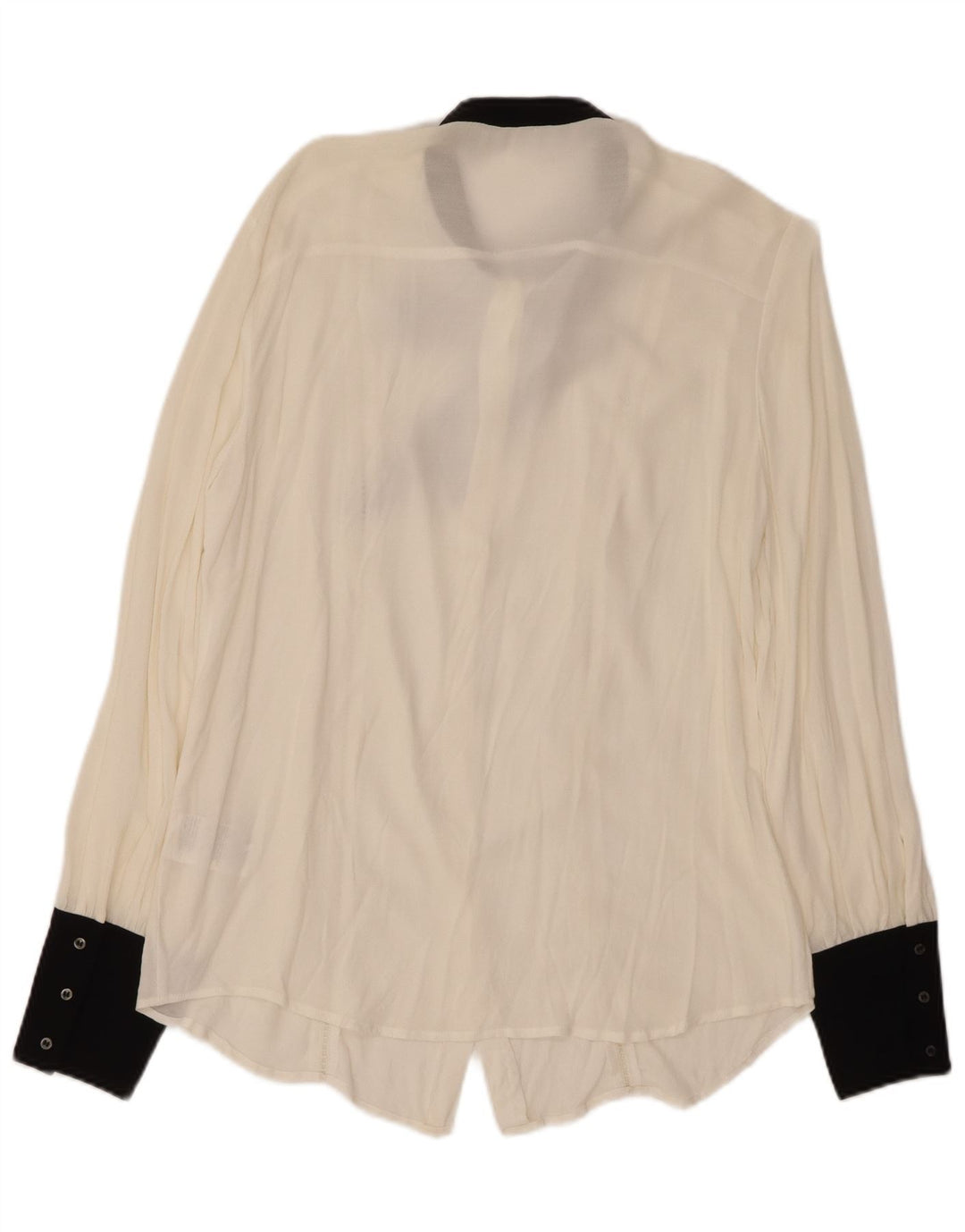 BENETTON Chemisier avec nœud papillon pour femme UK 16 Large Blanc Colorblock Viscose