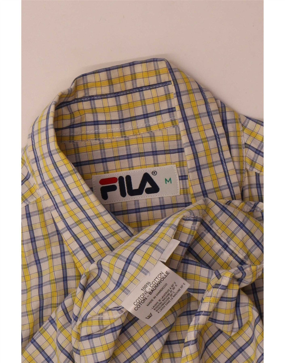 Fila Chemise à Manches Courtes Homme Jaune Moyen Check Cotton