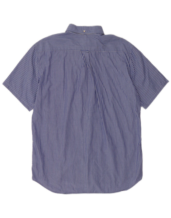 Gant Chemise à manches courtes pour hommes, coupe régulière, XL, coton à fines rayures bleues