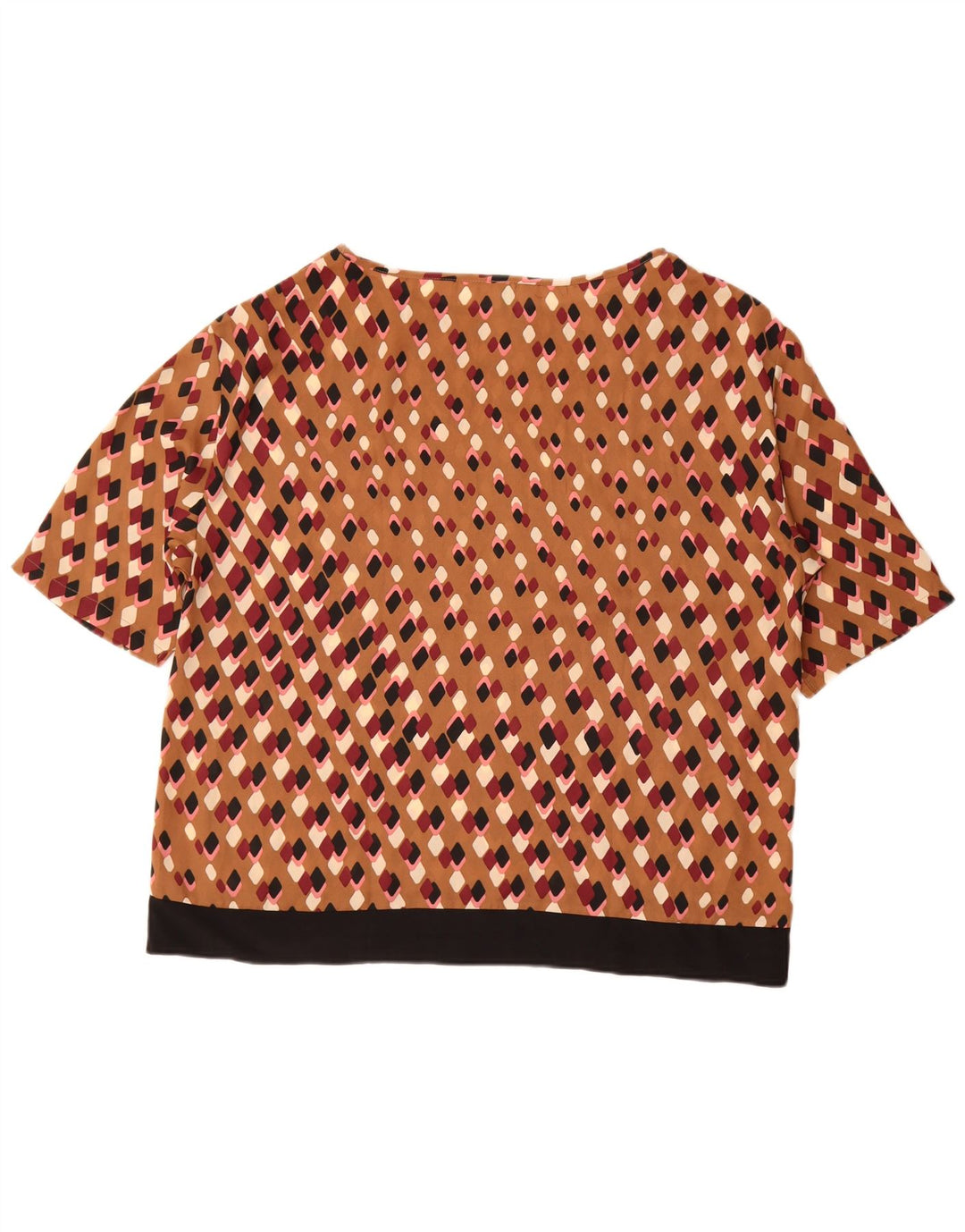 Benetton Chemisier Femme UK 46 Large Marron Géométrique