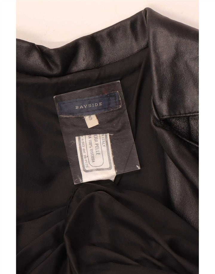 Bayside Veste en cuir pour femme UK 10 Petit cuir noir