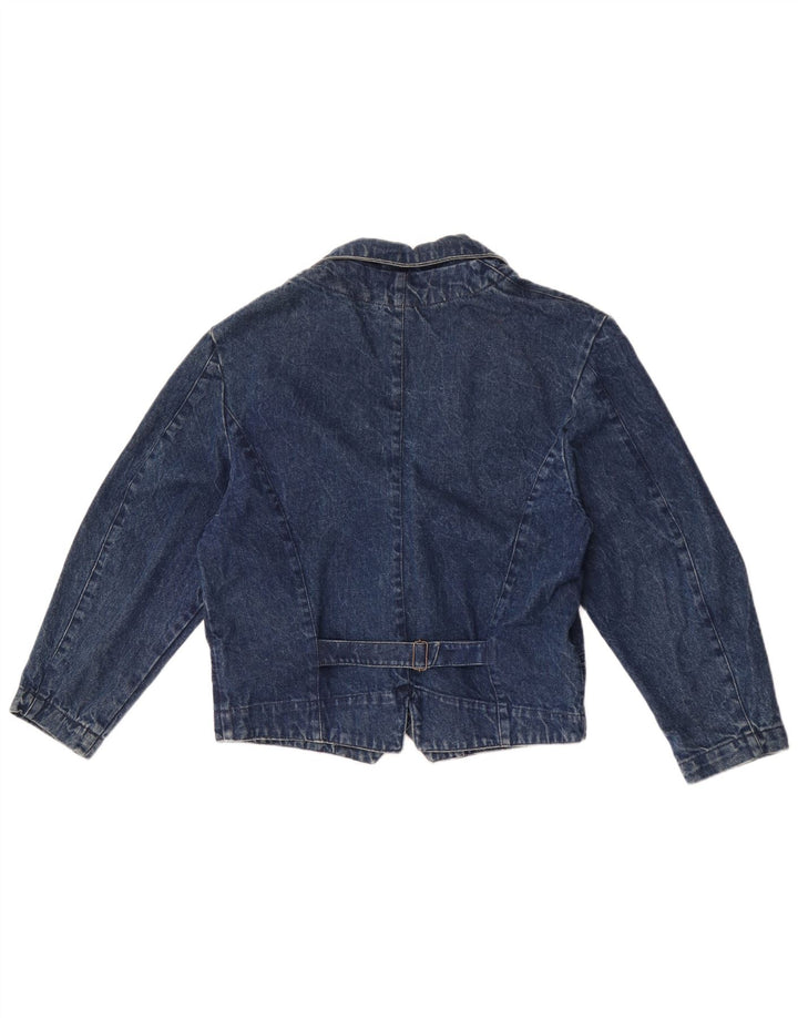 vintage Femme Double Breasted Denim Blazer Veste UK 14 Coton Bleu Moyen