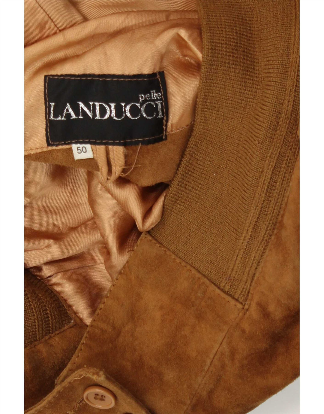 Veste Bomber En Daim Vintage Homme IT 50 Cuir Beige Moyen