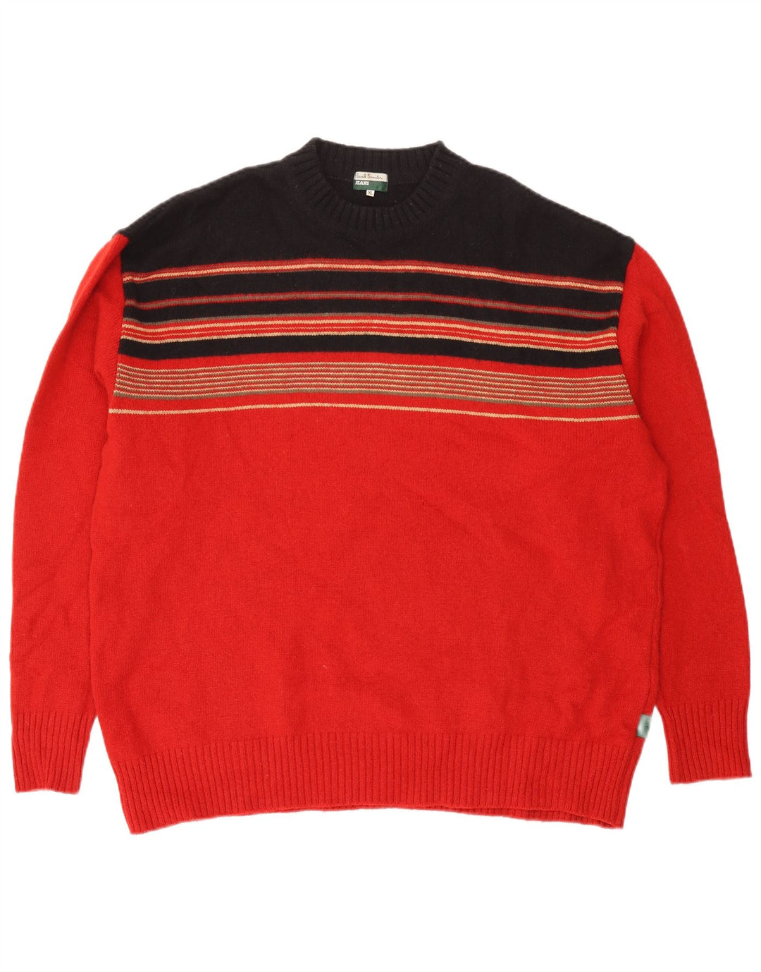 PAUL SMITH Pull col rond homme XL laine rayée rouge