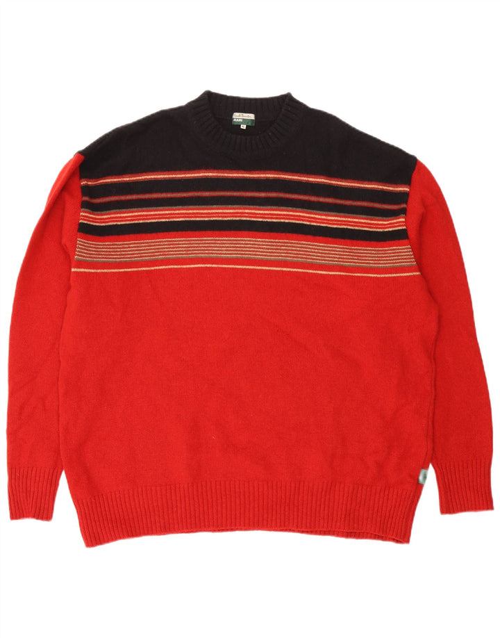PAUL SMITH Pull col rond homme XL laine rayée rouge