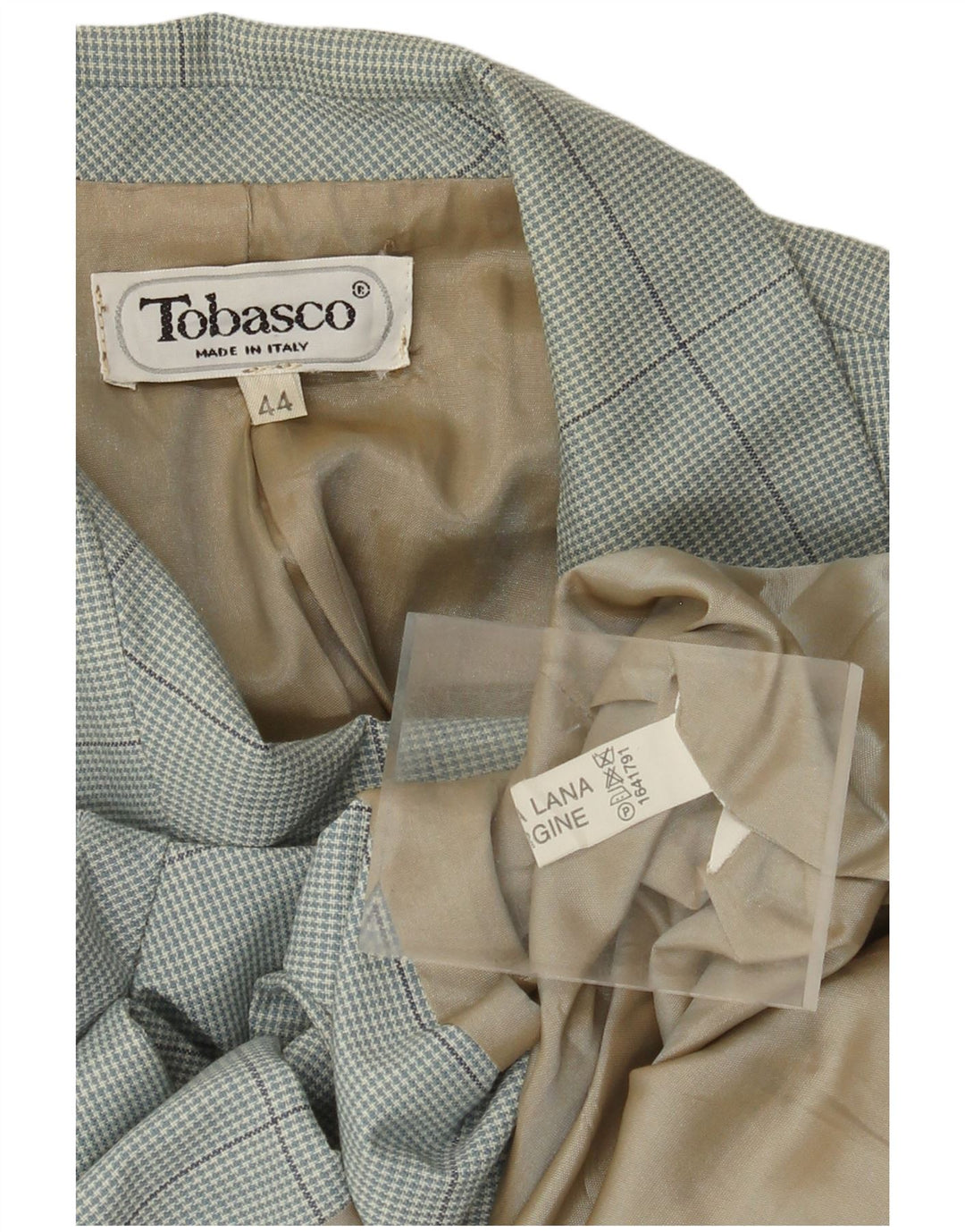 vintage Femme 2 Bouton Blazer Veste IT 44 Laine Pied-de-Poule Bleu Moyen