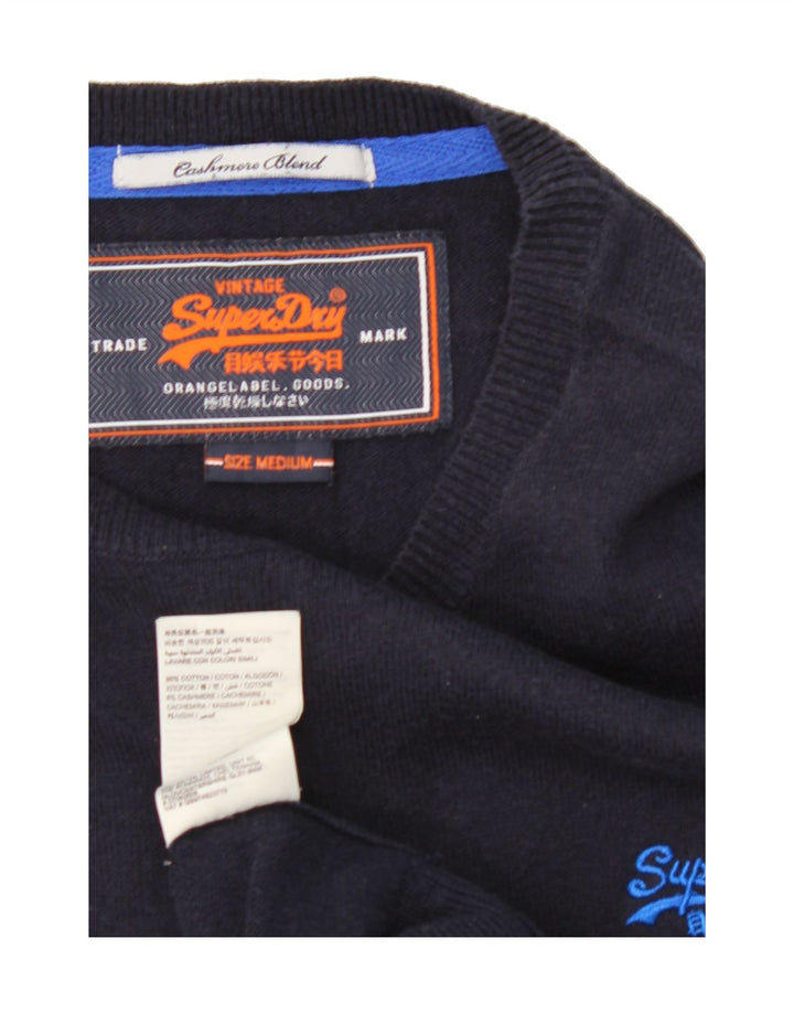 SUPERDRY Mens Boat Neck Jumper Sweater Medium Navy Blue Cotton Vintage Superdry and Second-Hand Superdry from Messina Hembry 