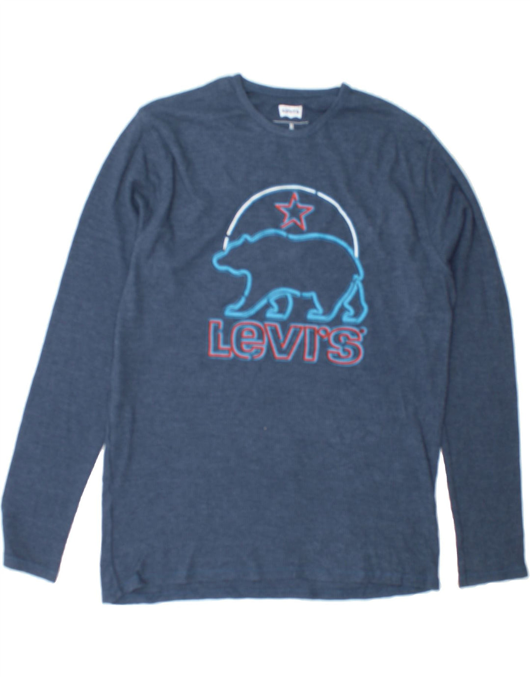 LEVI'S Mens Graphic Top Long Sleeve XL Navy Blue Cotton Vintage Levi's and Second-Hand Levi's from Messina Hembry 