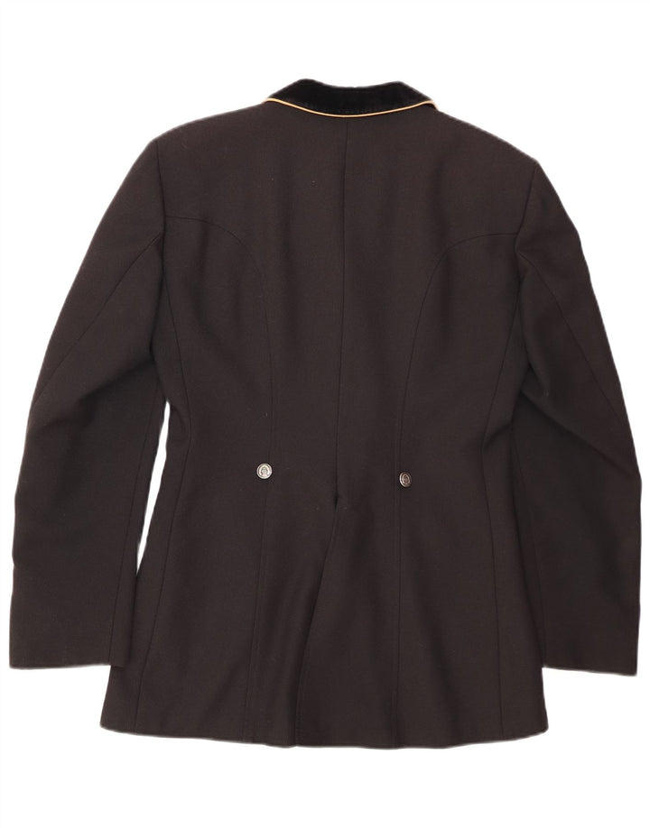 VINTAGE Femme 4 Bouton Blazer Veste UK 12 Moyen Noir Polyester