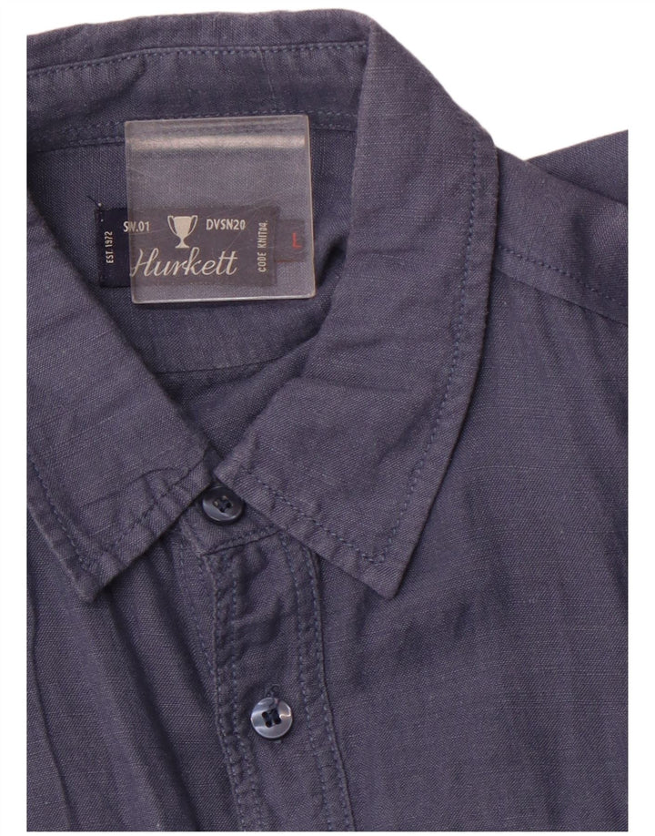 VINTAGE Chemise militaire à manches courtes pour hommes, grand bleu marine