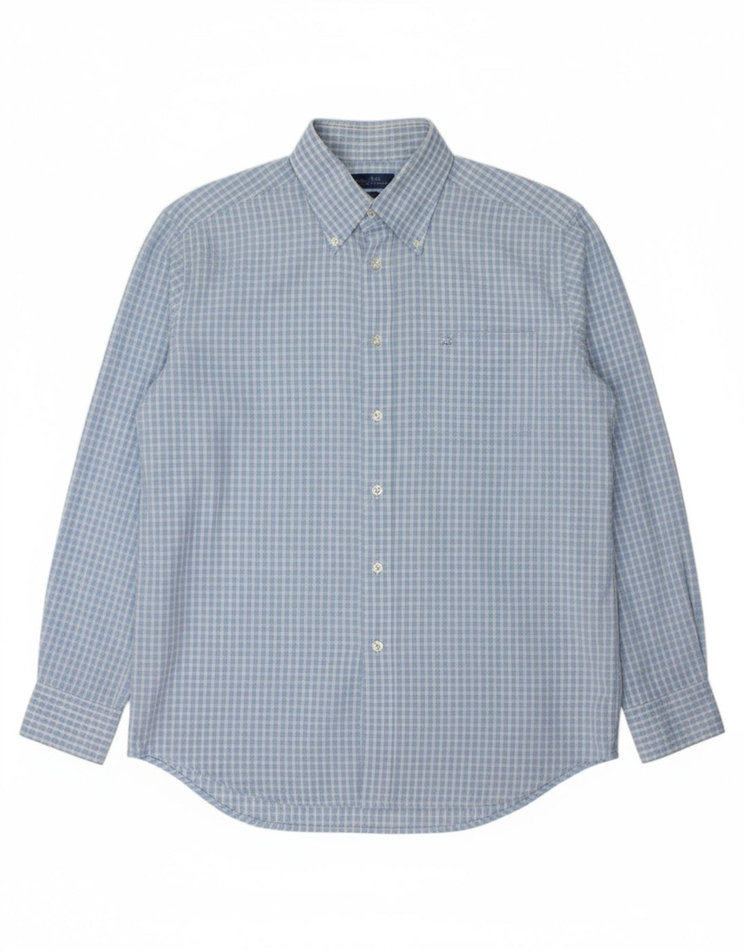BEST COMPANY Mens Shirt Large Blue Check Cotton