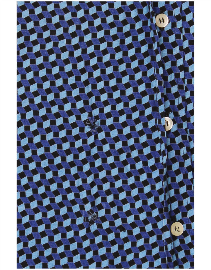 Chemise à manches courtes Vintage pour hommes 2XL bleu géométrique