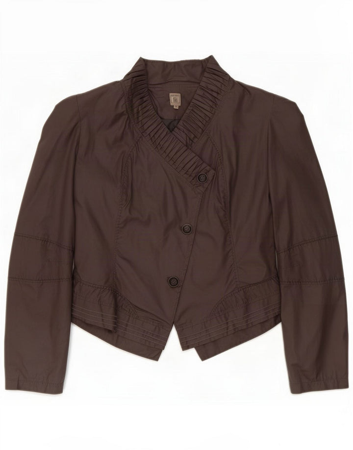 Vintage Veste blazer surdimensionnée à 3 boutons pour femme US 5 Petit coton marron