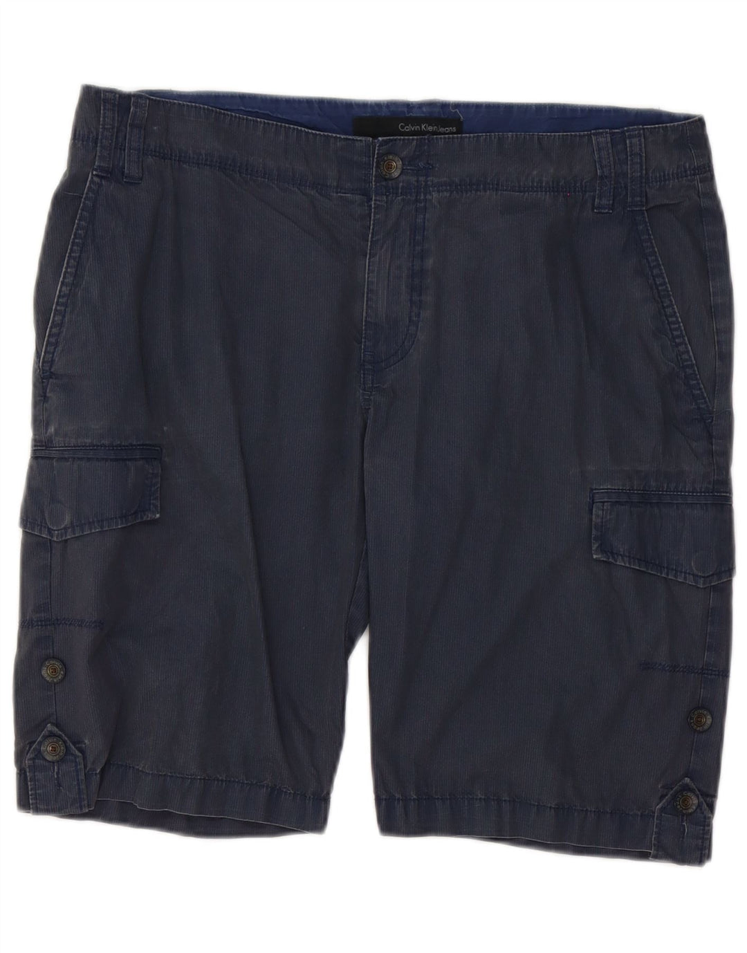 Calvin Klein Short cargo pour homme W33 en coton à fines rayures bleu marine moyen