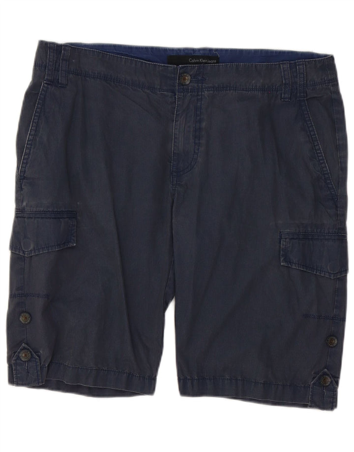 Calvin Klein Short cargo pour homme W33 en coton à fines rayures bleu marine moyen