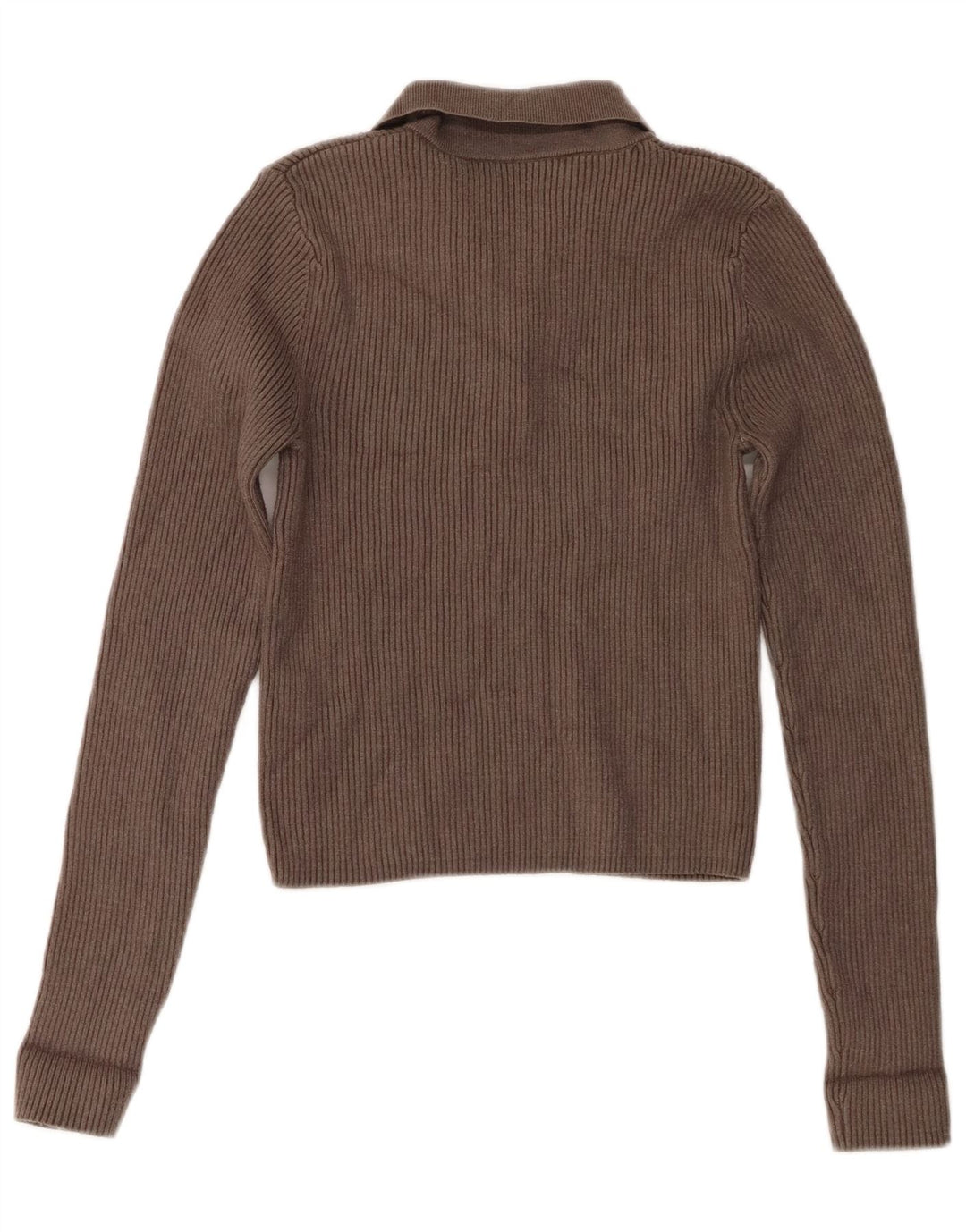 Zara Pull col polo pour femme UK 12 Gris moyen Viscose
