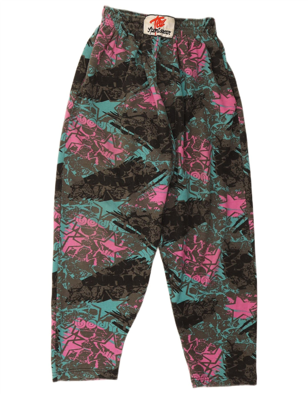 Pantalon de survêtement femme vintage UK 16 Grand Rétro Multicolore